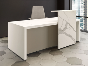 UNIVERSE - Wooden reception desk with Laminam® shelf _ About Office